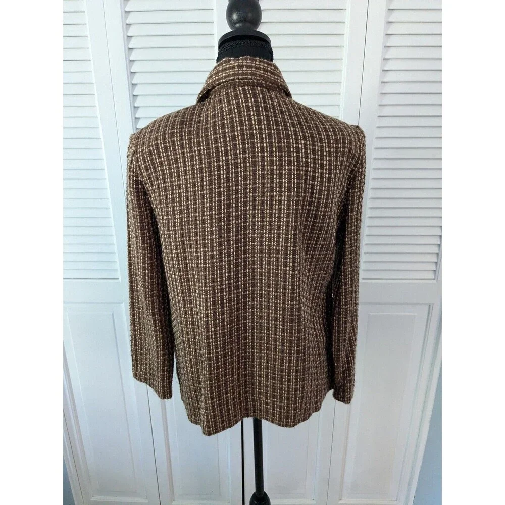 Joanna Tweed Blazer Women's M Vtg Plaid Woven Jacket Button 80s Dark Academia